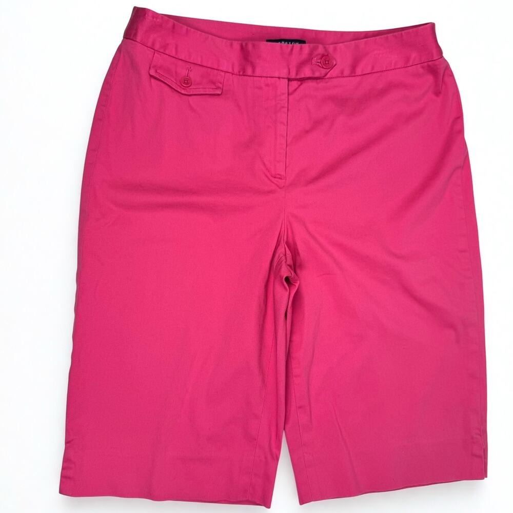 Jones NY Signature Stretch Long Shorts Lexington Pink Sz 6 Cotton Preppy Golf
